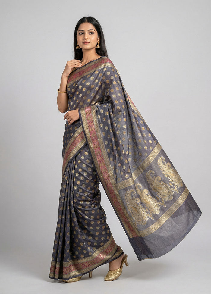 Blue Pure Cotton Saree With Blouse Piece