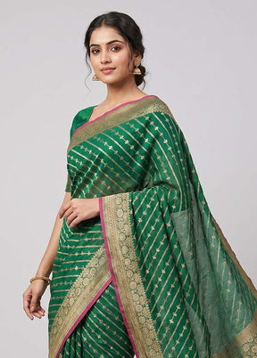 Green Kora Silk Saree With Blouse Piece