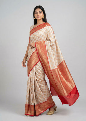 Cream Tissue Silk Saree With Blouse Piece