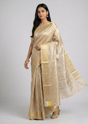 Cream Tissue Silk Saree With Blouse Piece