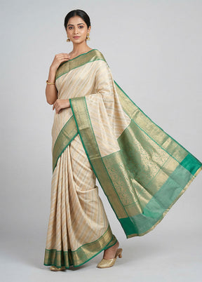 Cream Tissue Silk Saree With Blouse Piece