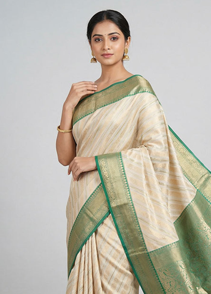Cream Tissue Silk Saree With Blouse Piece