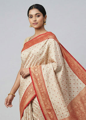 Cream Tissue Silk Saree With Blouse Piece
