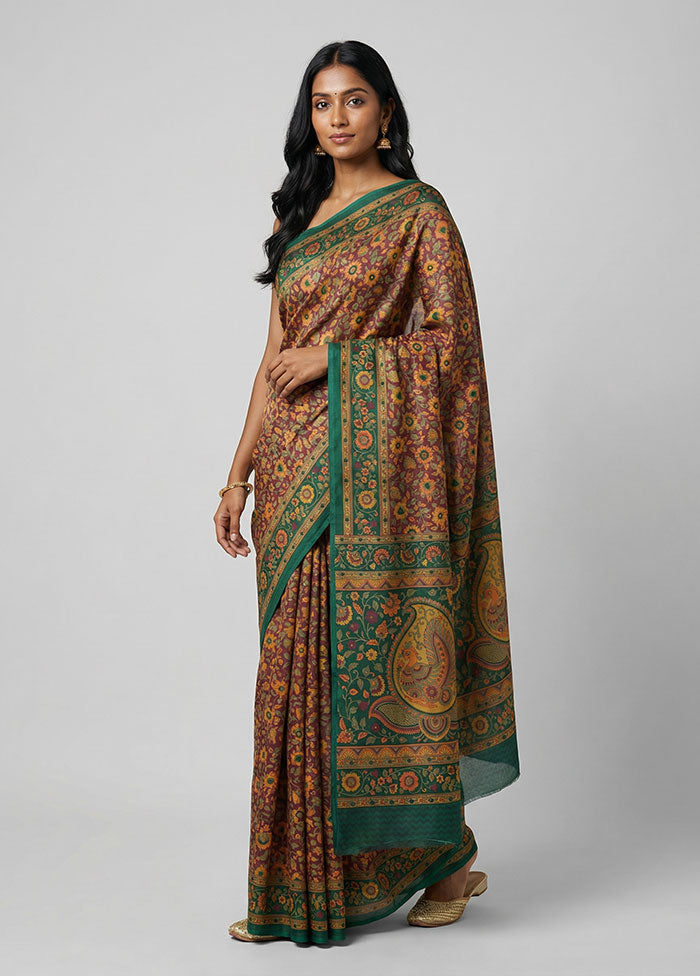 Pink Printed Silk Saree Without Blouse Piece