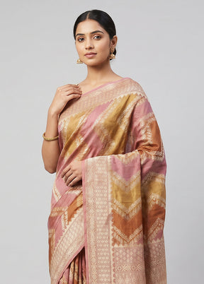 Yellow Handloom Tussar Pure Silk Saree With Blouse Piece