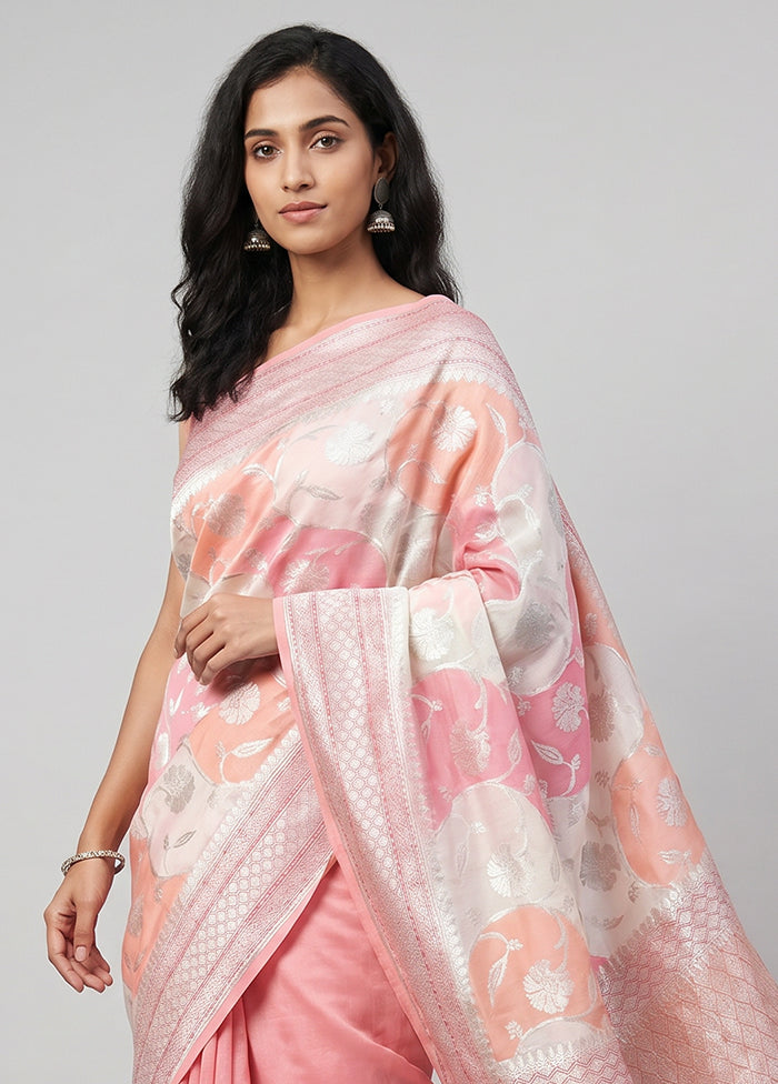 Multicolor Handloom Pure Georgette Saree With Blouse Piece