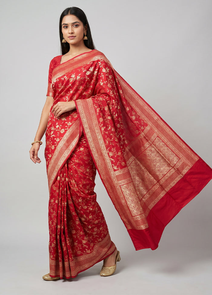 Pink Handloom Katan Pure Silk Saree With Blouse Piece