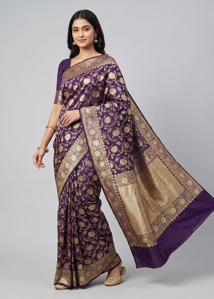 Blue Handloom Katan Pure Silk Saree With Blouse Piece