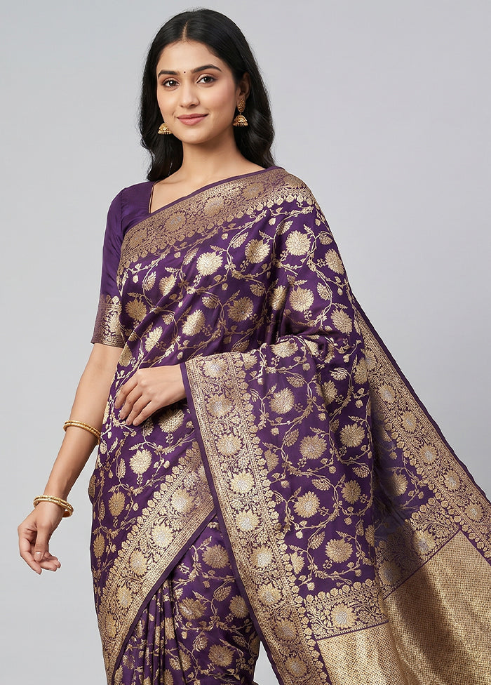 Blue Handloom Katan Pure Silk Saree With Blouse Piece