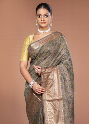 Cream Tussar Silk Saree With Blouse Piece