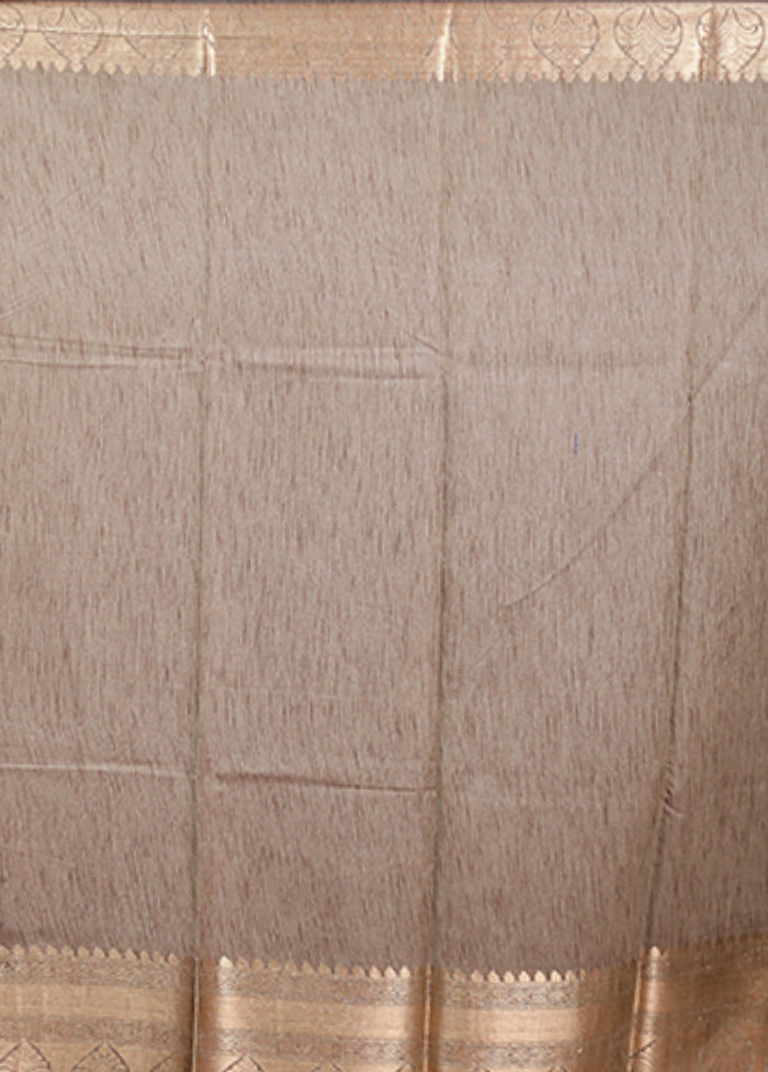 Cream Tussar Silk Saree With Blouse Piece