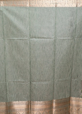 Green Tussar Silk Saree With Blouse Piece