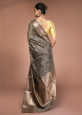 Cream Tussar Silk Saree With Blouse Piece