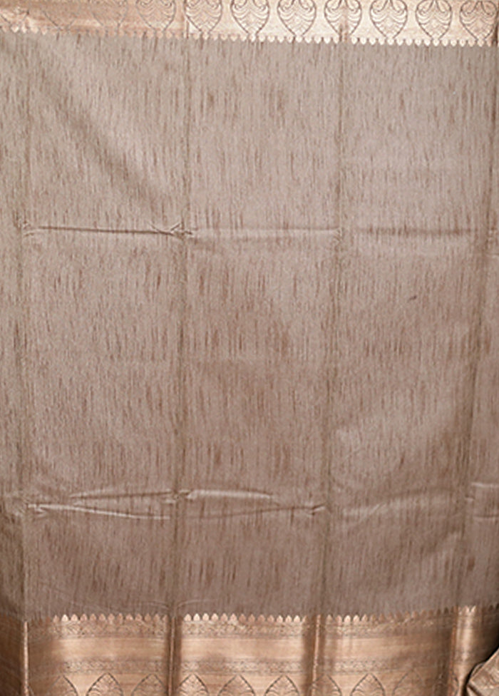 Cream Tussar Silk Saree With Blouse Piece