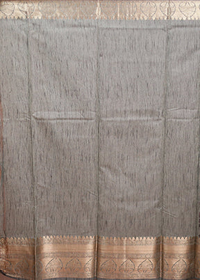 Grey Tussar Silk Saree With Blouse Piece