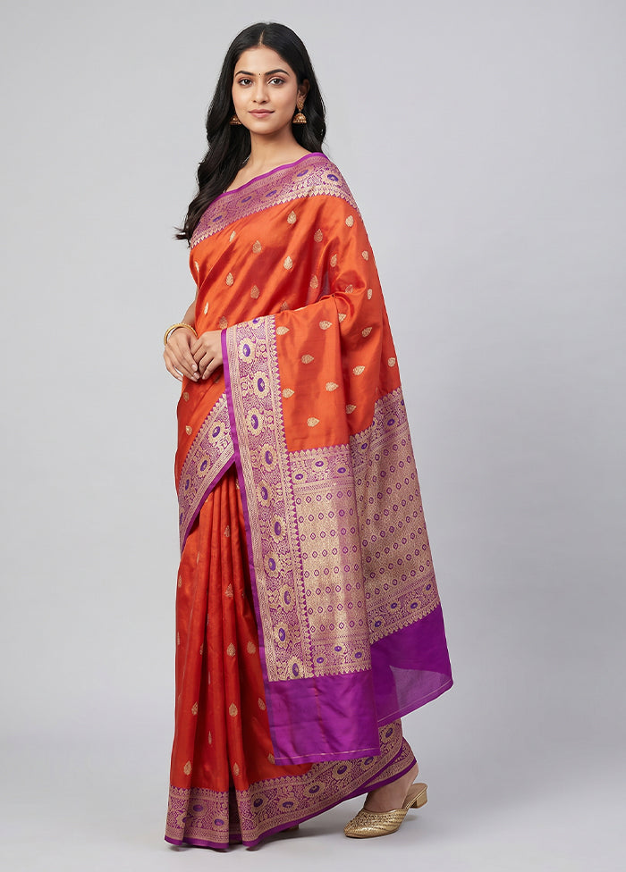 Maroon Handloom Katan Pure Silk Saree With Blouse Piece