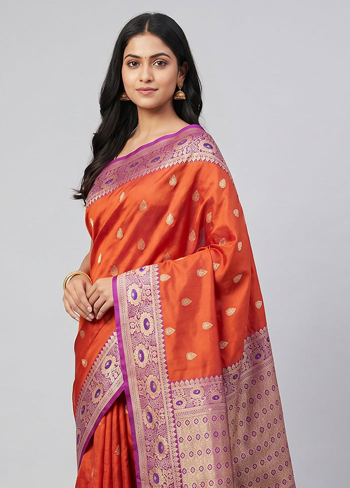 Maroon Handloom Katan Pure Silk Saree With Blouse Piece