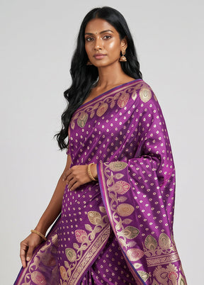 Pink Handloom Banarasi Pure Silk Saree With Blouse Piece
