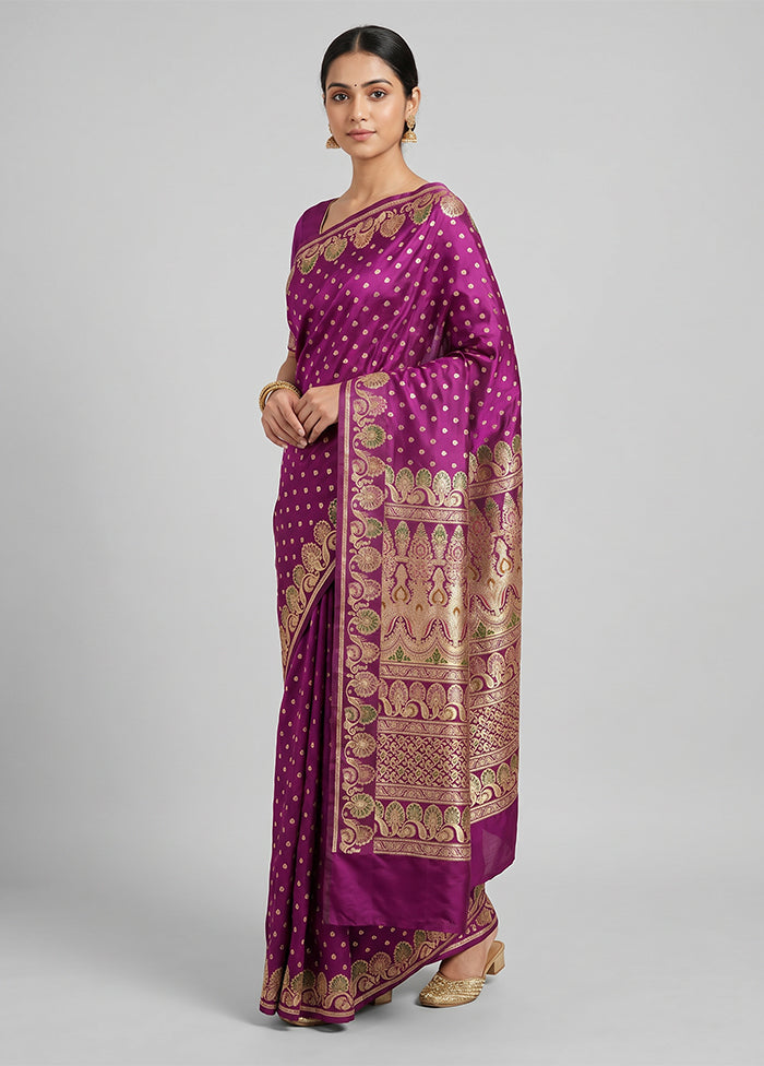 Pink Handloom Banarasi Pure Silk Saree With Blouse Piece