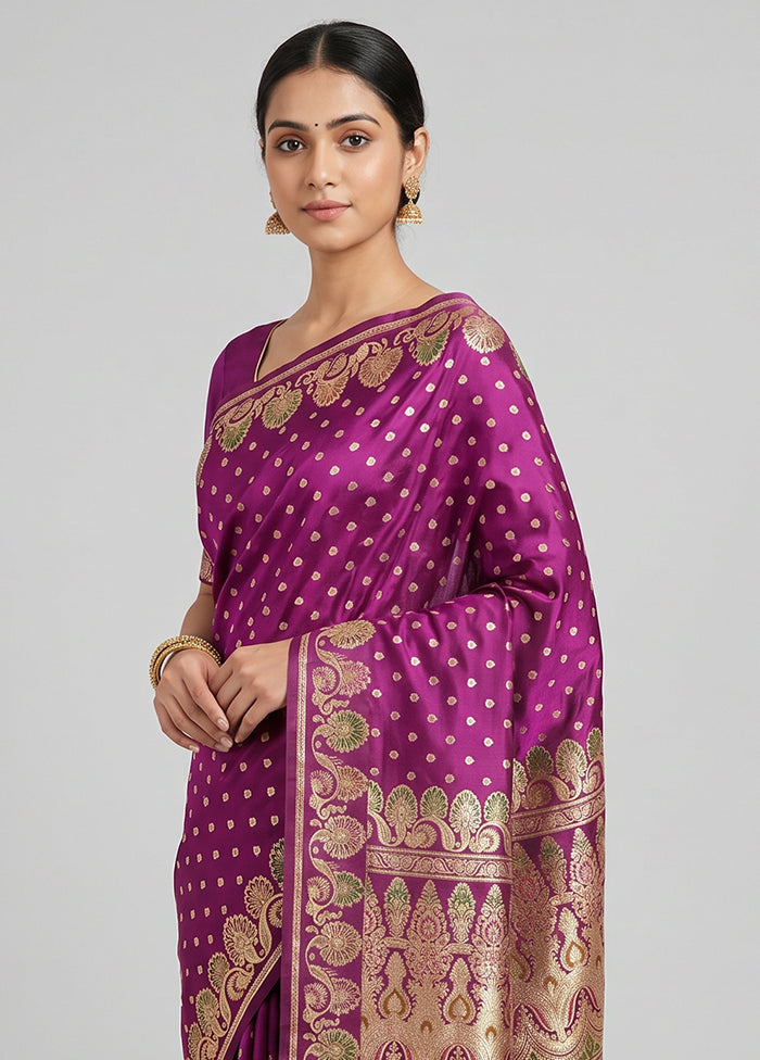 Pink Handloom Banarasi Pure Silk Saree With Blouse Piece