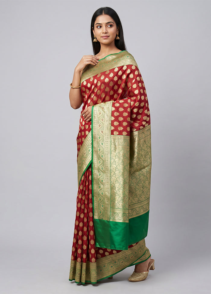 Maroon Uppada Silk Saree With Blouse Piece