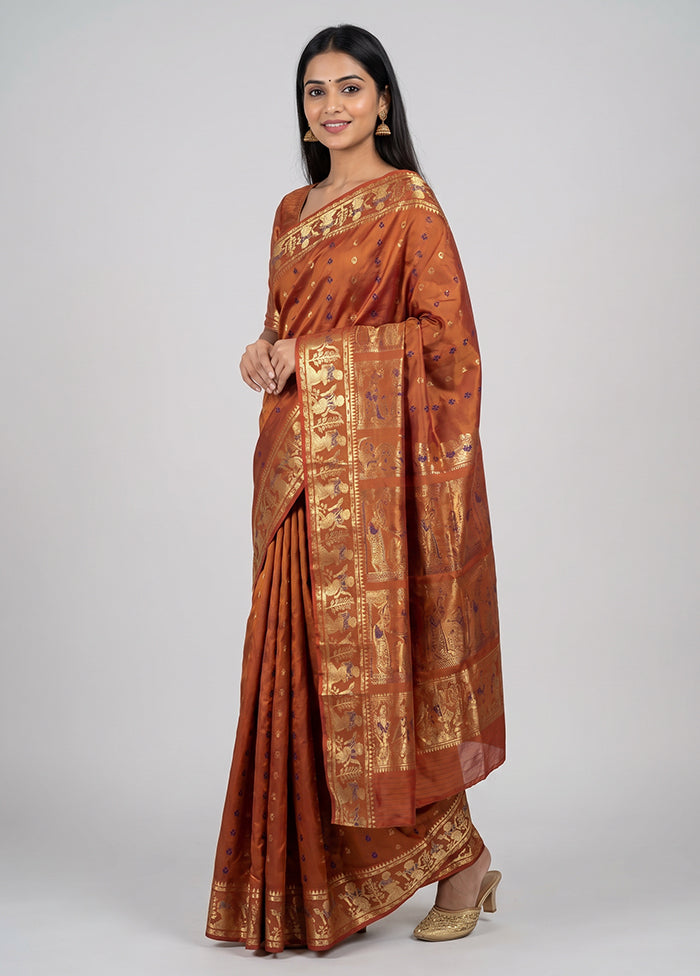 Pink Handloom Baluchari Pure Silk Saree With Blouse Piece