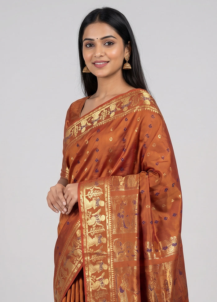 Pink Handloom Baluchari Pure Silk Saree With Blouse Piece