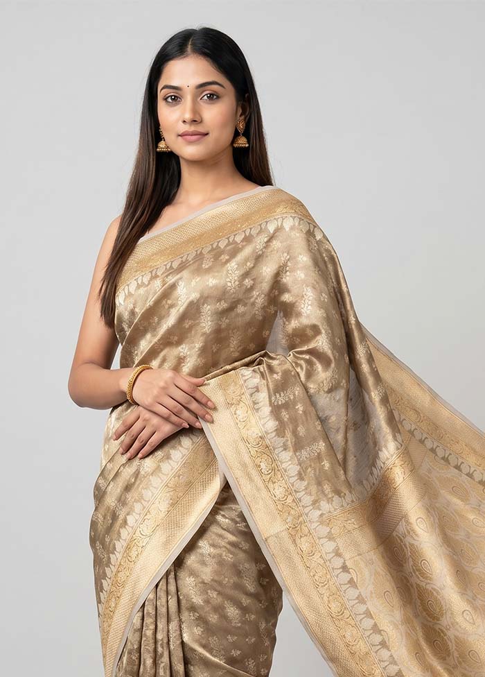 Cream Tissue Silk Saree With Blouse Piece