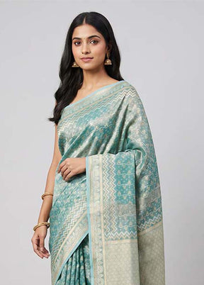 Blue Tissue Silk Saree With Blouse Piece