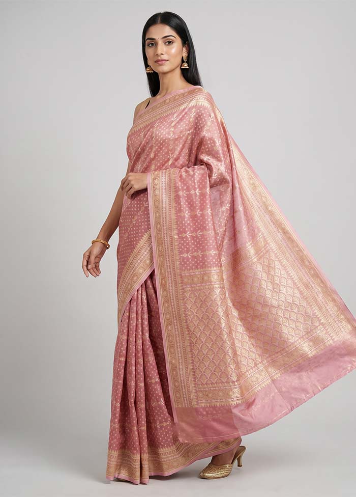 Pink Tissue Silk Saree With Blouse Piece