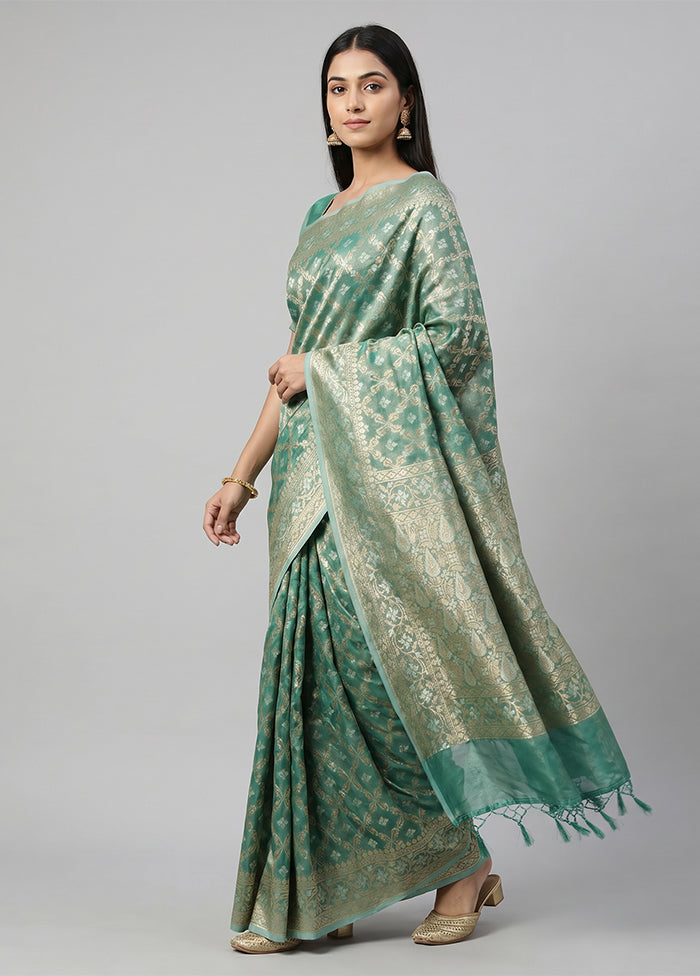 Green Tissue Silk Saree With Blouse Piece