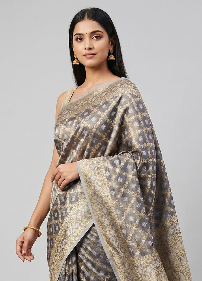 Purple Tissue Silk Saree With Blouse Piece