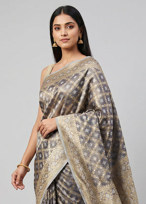 Purple Tissue Silk Saree With Blouse Piece