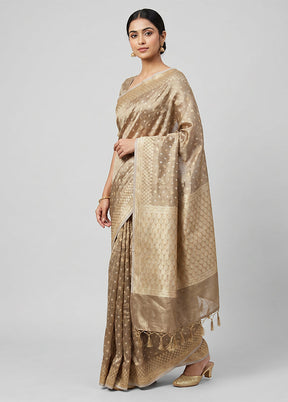 Cream Tissue Silk Saree With Blouse Piece