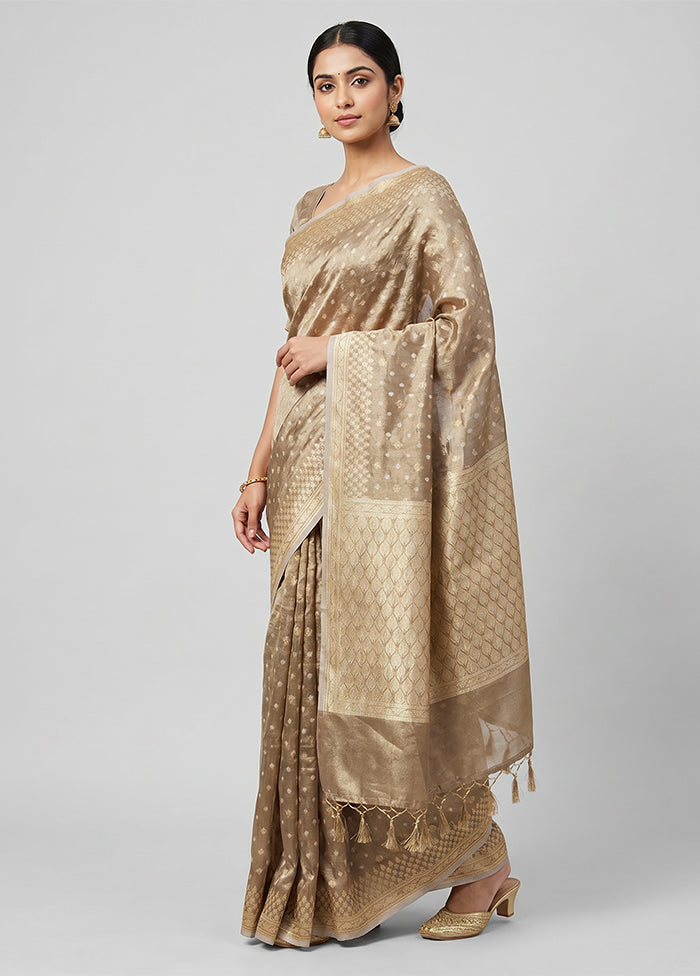 Cream Tissue Silk Saree With Blouse Piece
