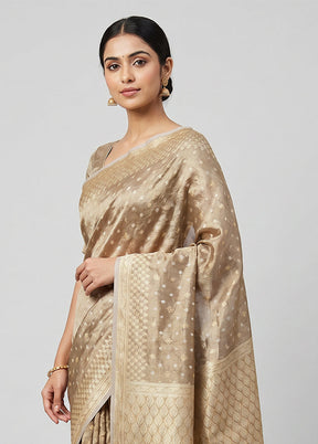 Cream Tissue Silk Saree With Blouse Piece