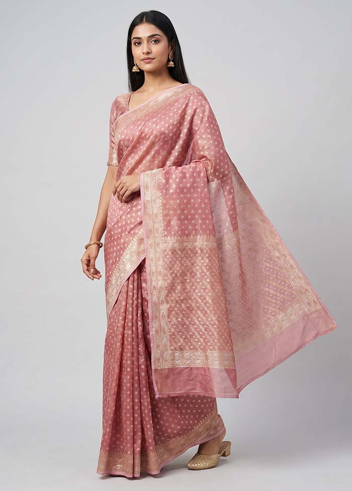 Pink Tissue Silk Saree With Blouse Piece