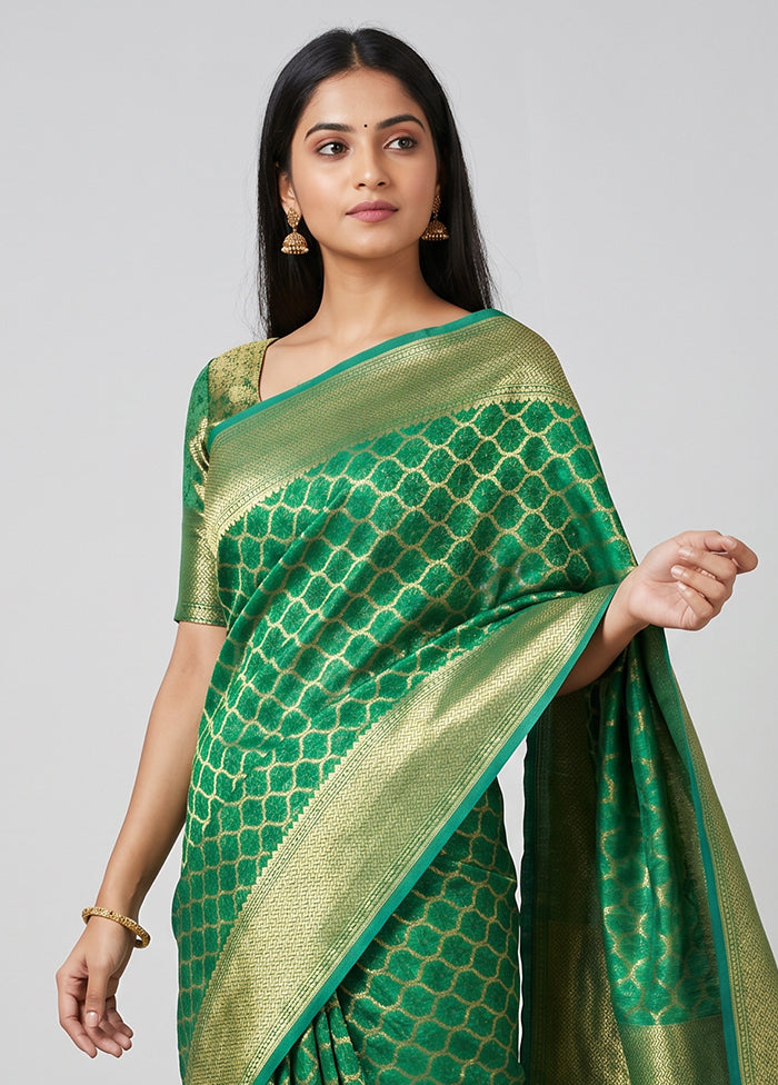 Green Kora Silk Saree With Blouse Piece