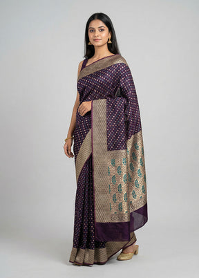 Maroon Kora Silk Saree With Blouse Piece