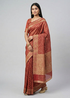 Red Pure Cotton Saree With Blouse Piece