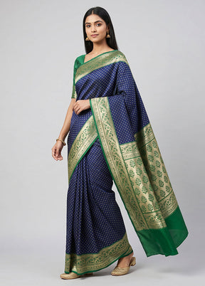 Blue Dupion Silk Saree With Blouse Piece
