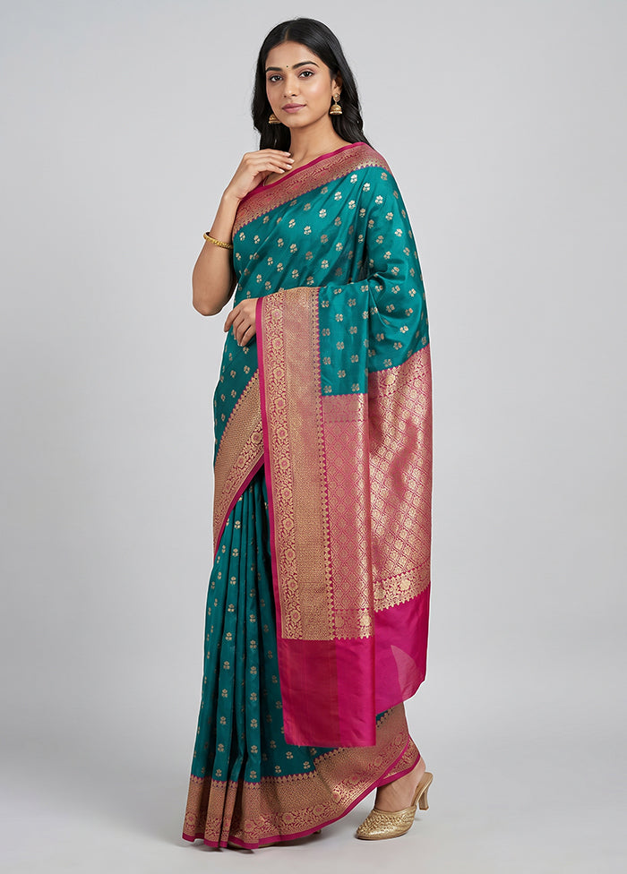 Green Dupion Silk Saree With Blouse Piece