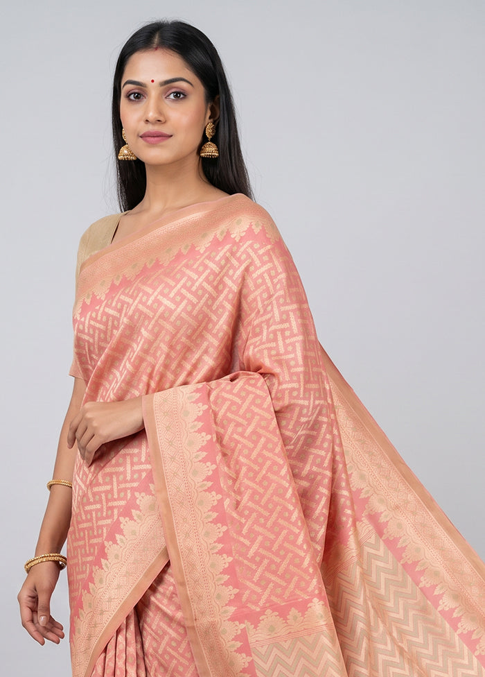 Pink Pure Cotton Saree With Blouse Piece