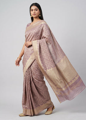 Pink Pure Cotton Saree With Blouse Piece