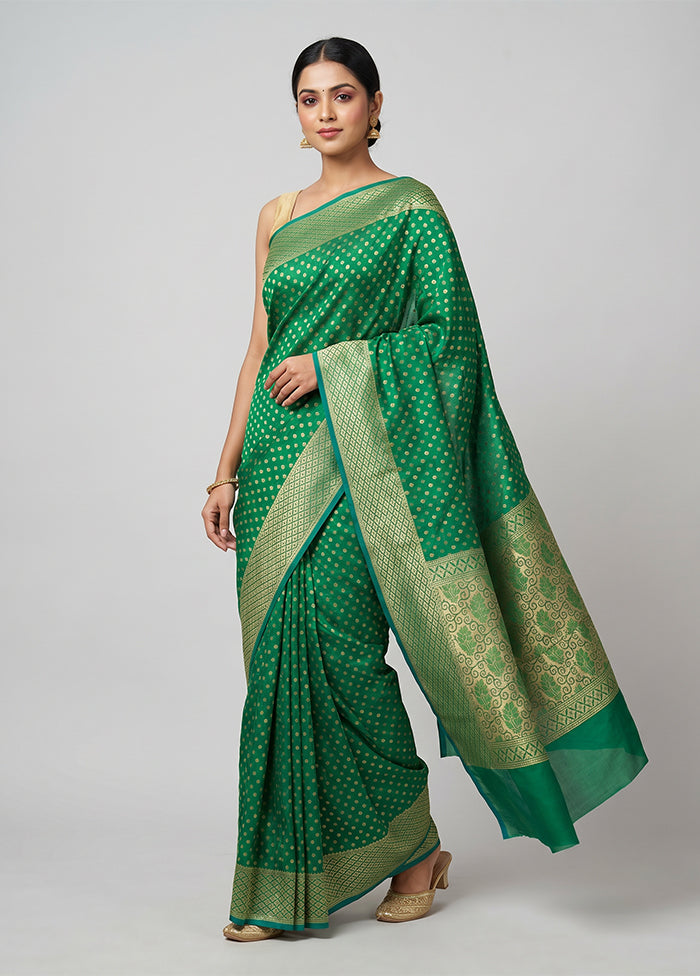 Green Kora Silk Saree With Blouse Piece