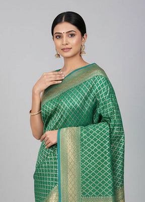 Green Kora Silk Saree With Blouse Piece