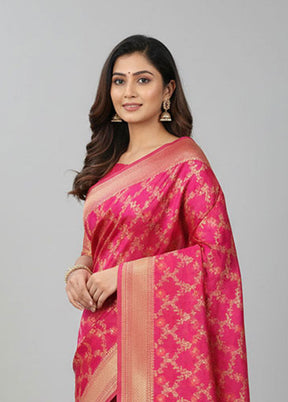 Pink Kora Silk Saree With Blouse Piece
