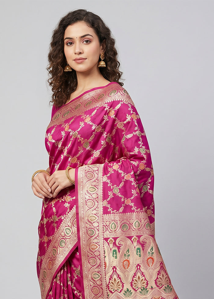 Pink Handloom Katan Pure Silk Saree With Blouse Piece