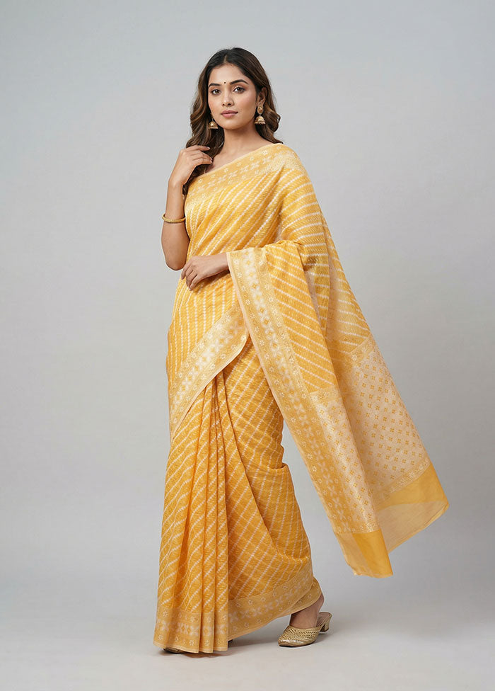 Cream Kora Silk Saree With Blouse Piece