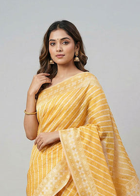 Cream Kora Silk Saree With Blouse Piece